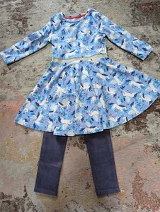 Girls Outfit Mini Boden Fairy Unicorn Dress & Skinny Pants Leggings Size 7-8 - Picture 1 of 7