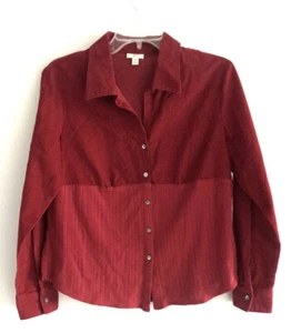 Camisa J Jill Pana Botón Cuello Frontal Mujer Talla Pequeña PS Roja Mangas Largas - Imagen 1 de 6