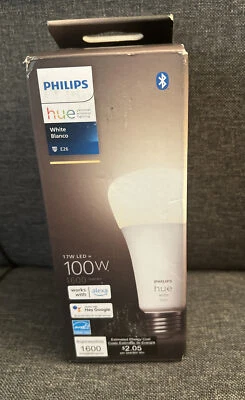 Philips Hue White E26 High Lumen Smart Bulb 1600 Lumens Bluetooth- NEW - Image 1 of 3