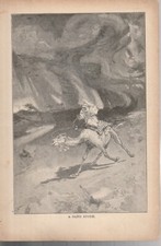 HISTORICAL PRINT ,B/W , A SAND STORM , CAMEL & ARAB