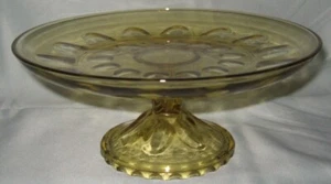 Hazel Atlas Reflection Gold Pedestal Plate Pastry Cake Stand - Picture 1 of 6