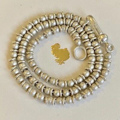 Dodo Pomellato Girocollo Collana Rara 38 Cm Argento Massiccio Satinato Pallini - Immagine 1 di 4