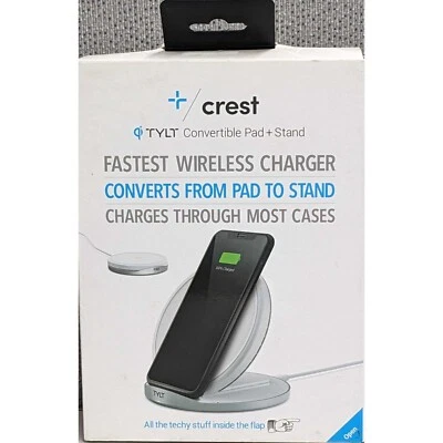 Crest TYLT Convertible Charging Pad Stand Fastest Wireless Charger White - Image 1 of 4