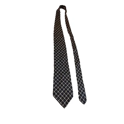 Enzo Bertazzio 男式丝绸颈部黑色白色 Squaes 几何叉爸爸礼物 — 第 1/4 张图片