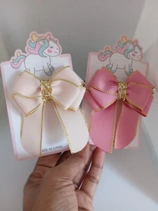 Hair Bow Set Of 2 Glitter Solid Colors School Baby Toddler Accessories - Picture 1 of 10