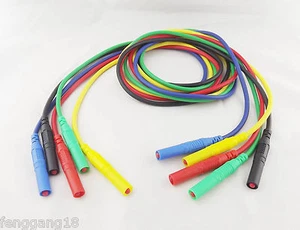 5x 4mm Banana Male Plug Test Probes Silicone Insulated Cable Multimeter 5 Colors - Picture 1 of 2