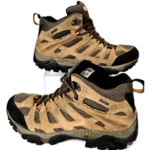 Merrell Moab Mid Waterproof Leather Brown Hiking Outdoor Boots Men's Size 8.5 - Picture 1 of 11