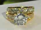 6Ct Round Cut Lab Created Diamond Bridal Wedding Ring Set 14k Yellow Gold Plated