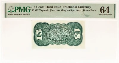 Fr-1272spnmb, 15c Grant-Sherman Back Specimen, US Fractional Currency, PMG 64 - Image 1 of 4
