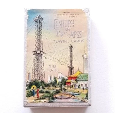 1933-34 Chicago Exposition Century of Progress bridge playing cards new sealed  - Image 1 of 4