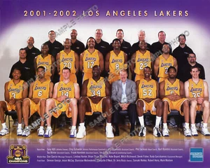 2001-02 LOS ANGELES LAKERS BASKETBALL TEAM NBA CHAMPIONS 8X10 PHOTO - Picture 1 of 1