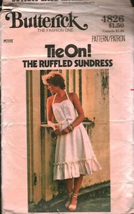 4826 Vintage Butterick Sewing Pattern Misses 1970s Back Wrapped Ruffled Sundress - Picture 1 of 2
