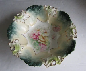 Antique RS PRUSSIA Porcelain Bowl PIERCED Cabbage Rose Motif RARE Design - Picture 1 of 8