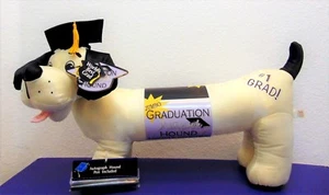 Jumbo #1 Graduation Autograph Hound Dog 21" White Stuffed Silky Plush W/Pen New - Picture 1 of 8