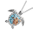 Rhinestone Sea Turtle Pendant Necklace - Birthstone Chain Jewelry for Her