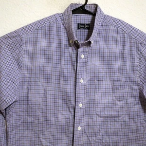 Gitman Bros Shirt Mens Medium Long Sleeve Button White Blue Purple Striped - Picture 1 of 7