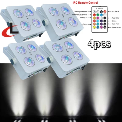4PC DJ wedding Battery LED Par Uplight WIFI Wireless Dmx IR 4x18W RGBWA+UV 6in1 - Image 1 of 4