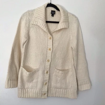 Eileen Fisher 女式有机棉开衫 PM 码象牙传统柔软舒适 — 第 1/4 张图片