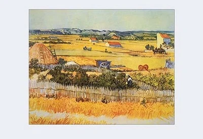 Impresión de póster de Vincent van Gogh Cosecha en La Crau, Montmajour en el fondo Foto 1 de 2