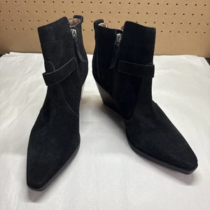 Antonio Melani Damen-Bootie Peatrie schwarz Wildleder Reißverschluss/Schnalle neu ohne Etikett Größe 10 M - Bild 1 von 8