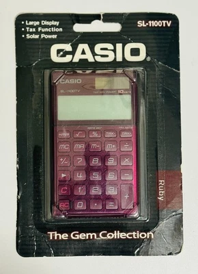 New Sealed CASIO SL-1100TV-RD Handheld Pocket Calculator The Gem Collection Ruby - Image 1 of 2