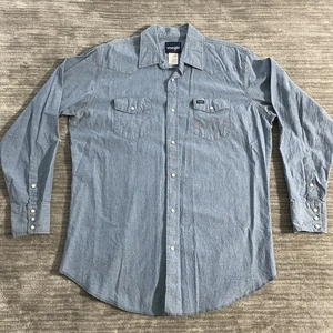 Wrangler Shirt Mens XL Tall Chambray Pearl Snap Western Cowboy Long Sleeve - Picture 1 of 7
