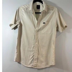 RVCA Slim Fit Shirt Short Sleeve Button Up Casual Tan Casual Utility Mens XS - Picture 1 of 4