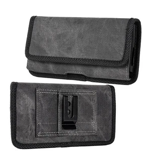 Universal Black Denim Wallet Belt Hook Clip Holster 6.3" Phone Case Cover Card - Picture 1 of 8