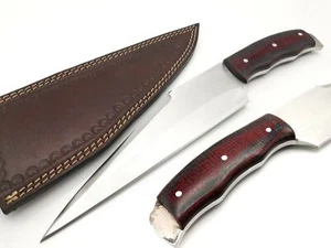 D2 STAHL SCHARFE KLINGE TAKTISCHES JAGD KÜCHE KOCHMESSER MICARTA GRIFF & SCHEIDE - Bild 1 von 7