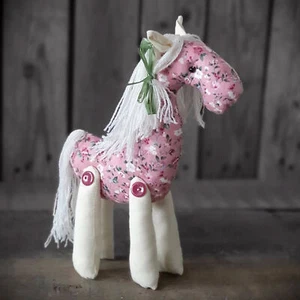 Cavallo di stoffa design stile Tilda 27 cm cavallo coccolone artista cavallo decorativo fatto a mano - Foto 1 di 1