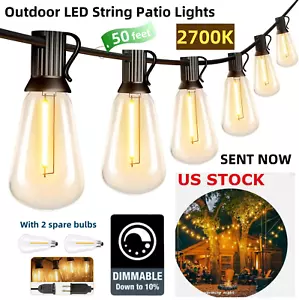 Cadena de luces LED de 50 pies - 100 pies para exteriores regulables impermeables ST38 LED luces de patio - Imagen 1 de 28