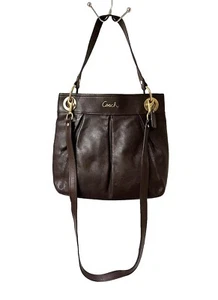 Coach Ashley Brown Leather Swingpack Convertible Bag Handbag Purse Gold Hardware - Picture 1 of 22