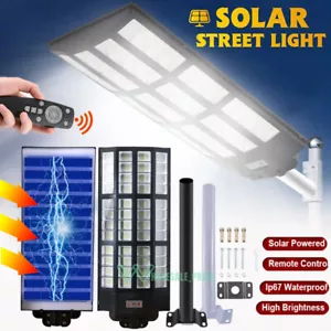 99000000lm LED Solar Street Light Security Flood Lamp Motion Sensor Outdoor+Pole - Picture 1 of 103