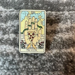 Enamel Pin Tarot Pizza 22 Oracle Card Brooch Lapel Slice Pizza Food Jewelry New - Picture 1 of 3