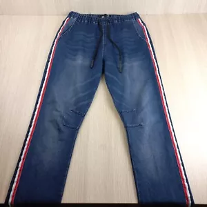 Jay Jays Denim Jogger Women's Size 26 Slim Elastic Waist & Cuffs Stripes Dark Bl - Picture 1 of 10