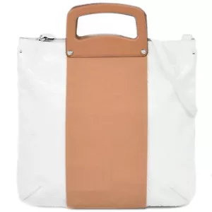Bolso de hombro Salvatore Ferragamo Gancini de charol bidireccional blanco marrón - Imagen 1 de 10