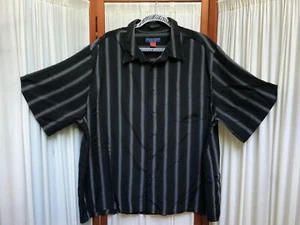 PURITAN Men’s Short Sleeve Dress Shirt Size XXL Black Striped Button Down - Picture 1 of 6