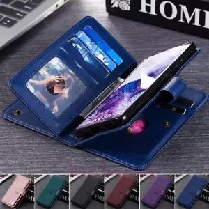 For Samsung S24 Ultra S23 S22 S21 S20 S10 S9 Wallet Card Slot Leather Case Cover - Picture 1 of 61