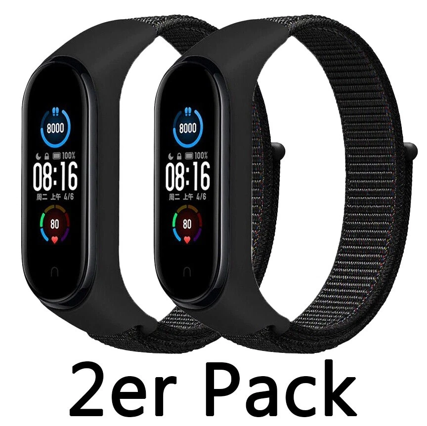 2 Stück Nylon Ersatz Armband in schwarz für Xiaomi Mi Band 3 / 4 - Bild 1 von 1
