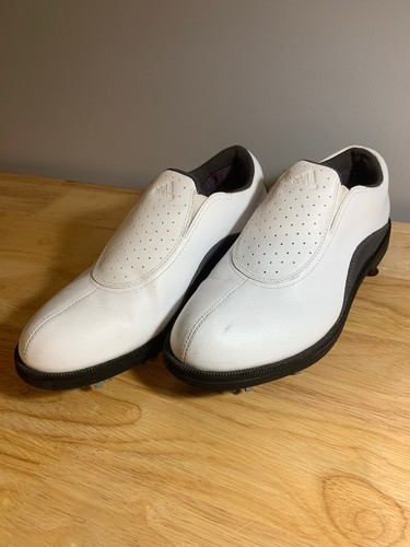 Adidas scarpe da golf da donna bianche nere traforate slip on 679281 US 7 UK 5 5