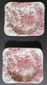 ZWEI VINTAGE ROYAL ALMA ENGLAND ASCHENBECHER Porzellan mit asiatischem Motiv ~ 3” x 2 3/4” - Bild 1 von 5