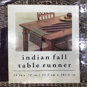 New PIER 1 INDIAN FALL TABLE RUNNER Burgundy/Gold 14"x 72" Cotton/Polyester - Picture 1 of 9