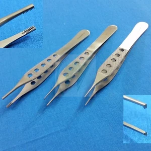 3 ASSORTED O.R GRADE ADSON DRESSING+TISSUE+BROWN MICRO FORCEPS PLASTIC SURGERY - Picture 1 of 4