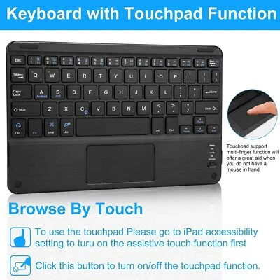 For iPad 10.2" 5/6/7/8/9th Gen Bluetooth Touchpad Keyboard Case Cover w/ Backlit - Image 1 of 4