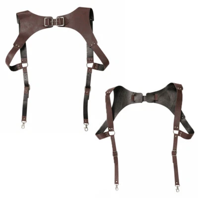Brown Adjustable Leather Shoulder Chest Belt Suspender Harness Belt Strap Unisex - Image 1 of 4