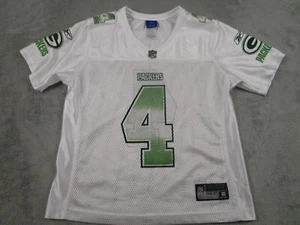 Green Bay Packers Jersey Girls Medium White Brett Farve Reebok NFL Football - Picture 1 of 9