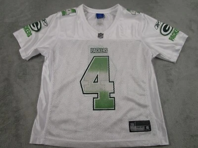 Camiseta de fútbol americano Green Bay Packers para niñas mediana blanca Brett Farve Reebok NFL Foto 1 de 4