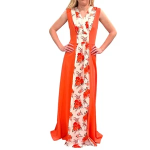 Vintage MCM Retro Maxi Sleeveless Dress Floral Size MED Evening Party Casual - Picture 1 of 10