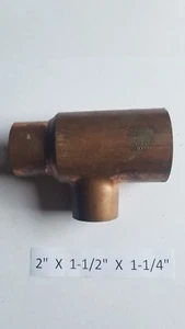 2" X 1-1/2" X 1-1/4" TEE   Sweat Copper  Plumbing Fitting - Picture 1 of 1