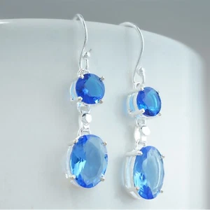 Azul Tanzanita 925 Plata Esterlina Piedras Preciosas Hecho a Mano Joyería Pen... - Imagen 1 de 4